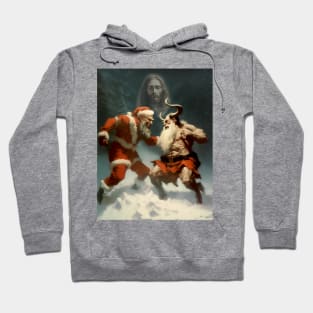 True Christmas: Jesus Christ Observes the Epic Battle Between Santa Claus and Krampus Hoodie